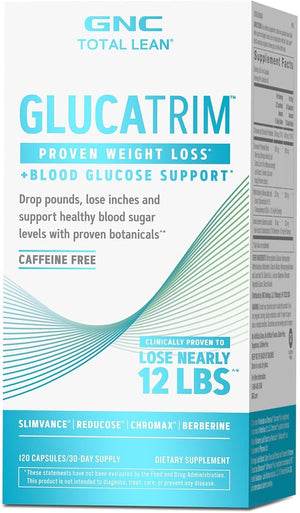 GNC Total Lean GlucaTrim 120 Capsules Caffeine Free 60 Servings