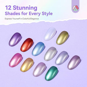 SAVILAND Quick Dry Nail Polish Set: 12 PCS Fingernail Polish 12-Free Metallic Nail Polish Colors Long Wear Nail Lacquer DIY Nail Art for Students Ladies Office Home Gift Christmas 8 ml