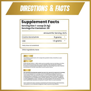 Creatine HMB - Creatine Powder for Men - Creatine Powder - Creatine Supplement - Creatine for Men - HMB Creatine - Creatine - Creatine Monohydrate - 30 Servings - Unflavored (Creatine + HMB)