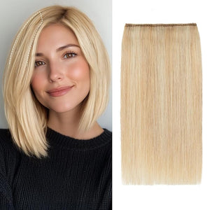 S-noilite Hair Extensions for Short Hair Clip in Human Hair 2PCS 2 Clips Balayage Clip in Hairpieces For Women Add Volume 24g 8Inch-Ash Blonde/Bleach Blonde