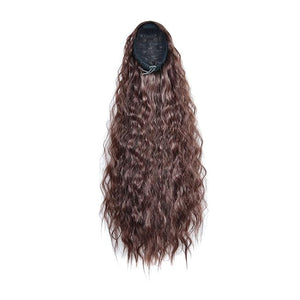 Hair Buns Hair Piece 22 Inch Long Wavy Wig Hair Slices Women Wig Bun Hair Clips Synthetic Curly Ponytail Extensions for Women Daily Use Hair Accessories For Girls ( Color : C  Size : 22inch/55CM )