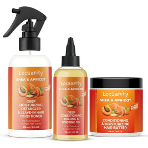 Locsanity Shea &amp Apricot Loose Natural Conditioning and Moisturizing Hair Butter - Strength &amp Growth Formula LOC (Leave in Oil Cream)