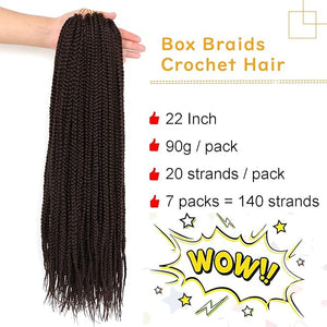 7 Packs Goddess Box Braids Crochet Hair 22 Inch Prelooped Crochet Box Braids Crochet Hair for Black Women Braiding Hair (22 Inch 7 Pack, #4)