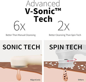 Silicone Face Scrubber N?graCoola CLIE 2.0 Facial Cleansing Brush Rechargeable Waterproof Face Scrub Brush for Cleansing Exfoliating Massaging Electric Facial Exfoliator for Women and Men - Oat