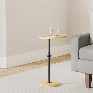 NiHome Bamboo Swivel Sofa Armrest Tray Table for Couch with Thickened Stable Base Adjustable Height TV Tray Side Table with 360¡Æ Rotating for Bath Tub Hot Tub Bedside Balcony