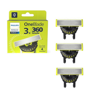 Philips Norelco OneBlade 360 Blades Genuine Replacement Blades for OneBlade Electric Shaver and Trimmer Durable Stainless Steel Trim Edge and Shave 3 Pack QP430/80