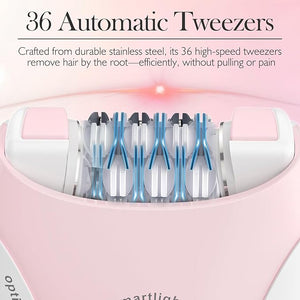 Epilator for Women, 2 Speeds Epilators Hair Removal for Women with LED Light, Hair Removal Device with 36 Tweezers£¬Painless Smooth Rechargeable Epilator for Face, Bikini, Arms, Legs, Armpits