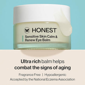 Honest Beauty Sensitive Skin Calm + Renew Eye Balm | Moisturizing + Firming | Hypoallergenic Fragrance Free Vegan | 0.5 oz