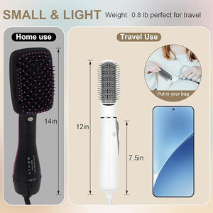 Dual Voltage Hair Dryer Brush Travel Hot Air Brush Mini Blow Dryer Ionic Straightener Curler Styler Blowout Hair Tools