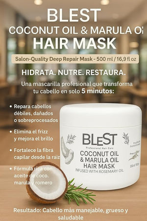 Professional Coconut Oil &amp extract of mrula plant. Hair Mask with Rosemary 500ml Salon-Quality Treatment for Damaged Hair. Hair Salon Beauty Salon