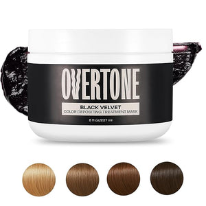Overtone Semi Permanent Hair Color Conditioner Black Velvet 8 oz Nourishing Damage-Free Color Depositing Mask for All Hair Types with Shea Butter &amp Coconut Oil Vegan &amp Cruelty-Free