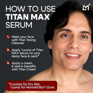Titan MAX Anti-Aging Face Serum for Men ? Ultra Potency Mens Face Moisturizer ? Men Dark Spots Wrinkles Fine Lines ? Vitamin C &amp E 10% Niacinamide Hyaluronic Acid ? Unscented