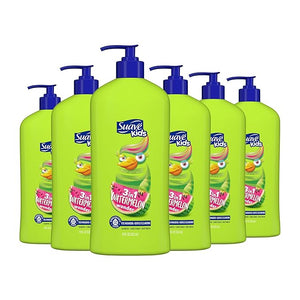Suave Kids 3-in-1 Tear Free Body Wash Shampoo and Conditioners Dermartologist Tested Watermelon Wonder 18 Oz Pack of 6