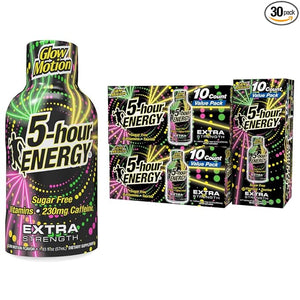 5-hour ENERGY Extra Strength Glow Motion Fruity Rainbow Fusion Flavor Energy Shot 1.93oz 30-Pack
