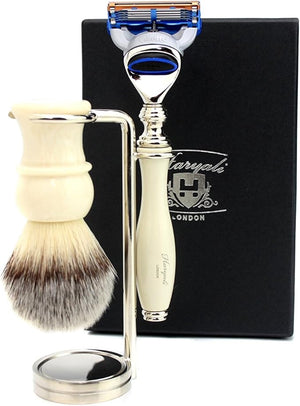 3 Pcs Men's Shaving Set Includes Synthetic Hair Shaving Brush &amp 5 Edge Cartridge Shaving Razor &amp Dual Stand