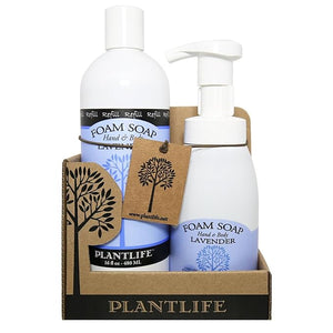 Plantlife Lavender Foam Soap Value Set - Gentle Moisturizing Plant-based Foam Soap for All Skin Types - Ideal for use as a Hand &amp Body wash Shaving Cream and Foaming Fun for Kids 8.5-16 oz