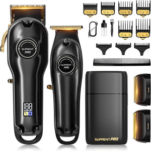 SUPRENT PRO Professional Hair Clipper and Trimmer Set with Foil Shaver Professional Barber Clippers for Men