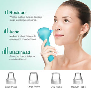 Face Scrubber ExfoliatorFacial Cleansing Brush Waterproof with LCD ScreenBlackhead Remover Vacuum with 5 Brush HeadsFace Spin Brush for Exfoliating (Blue-Blue)