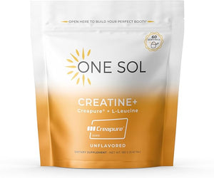 One Sol Creatine for Women All Natural Women¡¯s Creatine Powder w Creapure &amp Leucine Increase Lean Muscle Mass Reduce Recovery Time Promotes Brain &amp Bone Health (Unflavored 60 Servings)