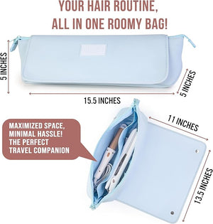 BAREFOOT CARIBOU Hair Tools Travel Bag and Heat Resistant Mat for Flat Irons, Straighteners, Curling Iron, and Haircare Accessories, 2-in-1 design, with Interior Pockets, Portable Organizer