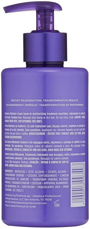 Obliphica Seaberry Leave In Moisture and Styling Cream for Women - Anti-Frizz Control Normal Hair Products Damaged Repaired Hair - Hair Mask &amp Treatment for Protecting Hair &amp Scalp - 10 Fl O