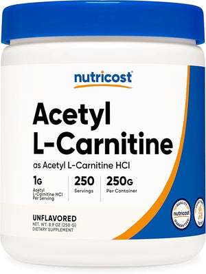 Nutricost Acetyl L-Carnitine (ALCAR) 250 Grams Powder - 1G Per Serving - 250 Servings