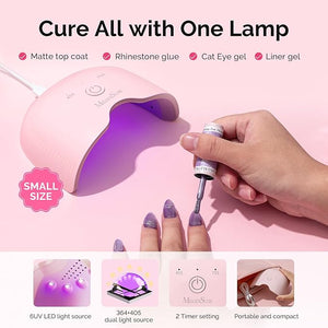 MelodySusie Gel Nail Polish Kit with UV Light P-ART06F- Popular Color Gel with Builder and Baser &amp;Glossy Top Coat Soak Off Includes Nail Art Tools Nail Art Gift for Women &amp; Girls