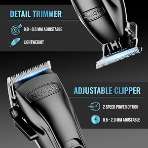 Novah Professional Barber Clippers and Trimmer Set - Foil Shaver Professional Hair Clippers for Men Mens Cordless Hair Clipper for Barbers Haircut Kit Fade