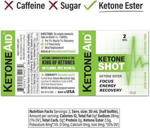KetoneAid Ketone Shot | Ketone Ester Energy | No Sugar No Caffeine (12 Count)
