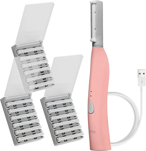 SPA SCIENCES - SIMA Patented Dermaplane Razor for Women Face ? Painless 2-in-1 Facial Exfoliation &amp Peach Fuzz Hair Removal ? Anti-Aging ? 3 Speeds ? Rechargeable ? 19 Weeks Treatment