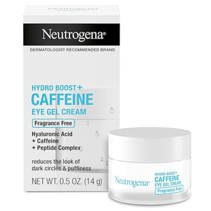 Neutrogena Hydro Boost + Eye Cream for Dark Circles &amp Puffiness Under Eye Cream with Caffeine Hyaluronic Acid and Peptides Fragrance Free 0.5 oz