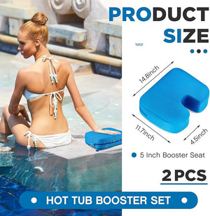 Suzile 2 Pcs Hot Tub Booster Seat Weighted Spa Bathtub Booster Inflatable Cushion Quick Dry Non Slip Bottom Portable Seat with 3D Air Mesh Cover Tub Accessory for Adult Indoor Outdoor(Blue)