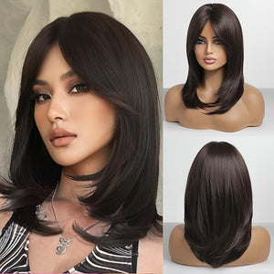 HAIRCUBE Layered Wigs for Women Synthetic Curly Wavy Hair Wig