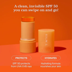 Live Tinted Hueguard Invisible Sunscreen Stick SPF 50: Waterproof Sweatproof Body and Face Sun screen Stick Roll On Sun Screen No White Cast &amp Hydrating Tinted Sunscreen Reef Friendly 0.77oz