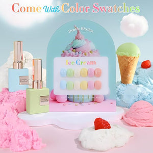 Double Rhythm 6 Pcs 15 ML Gel Polish Set Same Color Same Bottle Soak Off Gel Polish Kit Nail Art Manicure Salon DIY at Home for Women (Blue Green Beige Yellow Pink Orange-T6-9)