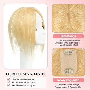 isheeny Hair Toppers For Women Real Human Hair Honey #27 12Inch Human Hair Topper for Women 2 Clips Secure Hold Realistic Artificial-Base Scalp For Changing Your Look