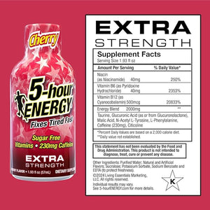 5-hour ENERGY Extra Strength Energy Shot, Cherry Flavor,1.93oz, 20-Pack, Zero Sugar