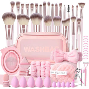 Pink Makeup Brushes Set Professional 66Pcs with Case Premium Synthetic for Foundation Concealer Blush Eyeshadow Powder Contour Makeup Brush Kit Face Eye Make up Brushes &amp Tools