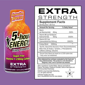5-hour ENERGY Extra Strength Shots, Hawaiian Breeze Flavor, 1.93 oz. 30 Count (30 Bottles ? Single Flavor, Hawaiian Breeze)