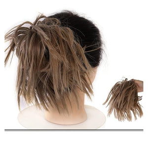EARSHOT Hair Buns Hair Piece Messy Bun Hair Slice Ponytail Hair Extensions with Elastic Rubber Band Synthetic Fluffy Bun Women Wig Hair Bun Hair Accessories For Girls (Color : 005)