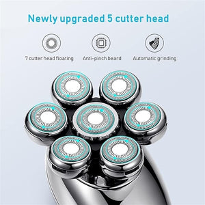 Head Shavers for Bald Men 5 in 1 Electric Shaver for Men 7D Floating Cutter Head USB Rechargeable Rotary Shaver Smart Multifunctional Grooming Kit