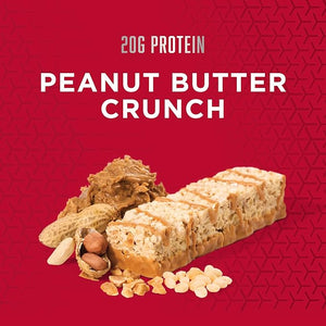 BSN Protein Crisp Bar Peanut Butter Crunch 20 Gram Protein Snack Bars with Whey and Fiber Gluten-Free Crunchy Energy Bars for Workout Fitness On-the-Go 12 Count
