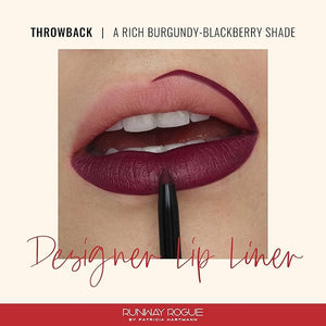 Runway Rogue Designer Liner Lip Pencil, Matte Rich Burgundy-Blackberry Lip Liner Pencil and Lip Liner Sharpener, ¡®Throwback¡¯