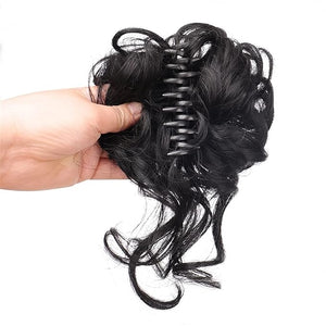 Hair Accessories Synthetic Bun Hair Clips Messy Bun Ponytail Extensions Wavy Curly Bun Claw Clips Wigs for Women Hair Bun Hair Pieces For Women(1Pcs)