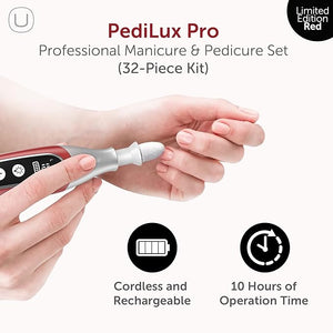 PediLux Pro Professional Manicure Pedicure Kit, Cordless Electric Nail File Drill Set, Thick Toenail Grinder, Toe Nail Dremel Tools, Filer, Buffer, Sander, Remove Cuticles, Callus for Women &amp; Men