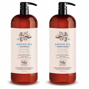 Soapbox Argan Shampoo &amp Conditioner Set Volumizing Vegan Color Safe Harsh Sulfate &amp Silicone Free 1 Liter Each (Pack of 2)