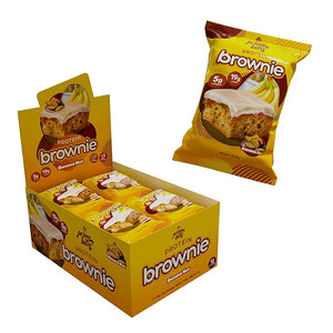 Prime Bites Protein Brownie High Protein Collagen Fortified Low Sugar Treat Delicious Snack - 12 Bars per Box (Banana Nut)
