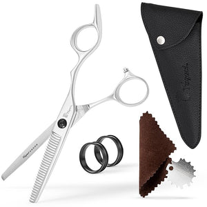 Fagaci Thinning Shears 6 Inch with Extremely Sharp Blades Professional Hair Thinning Scissors Durable Smooth Motion &amp Fine Cut Thinning Scissors with Sheath Cleaning Leather Key&ampRings