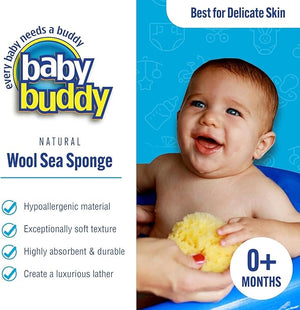 Baby Buddy Natural Bath Sponge Ultra-Soft Sea Wool Gentle on Baby's Skin Hypoallergenic Biodegradable 3-Pack 4in for Baby &amp Infant Bath Time