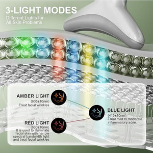 Red Light Therapy for Face LED Face Massager Tool with Vibraion Porable Facial Massager for Skin Care at Home Wrinkle Reducer Face Sculpting ToolMicro-current Facial Beauty Device(Model AM-810W)